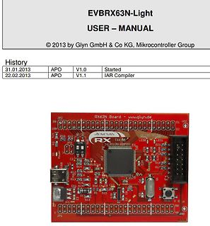 User-Manual und Foto einer RX63N Board Leiterplatte