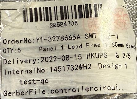 Etikett einer PCB-Bestellung