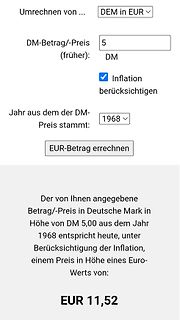 Online-Rechner zur Umrechnung von DM in EUR