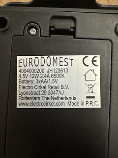 Typenschild eines Eurodomest Geräts