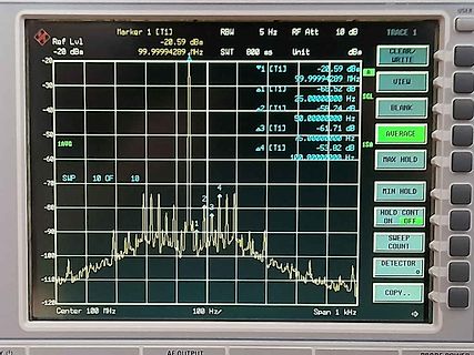 Display eines Spektrumanalysators mit Frequenzspektrum