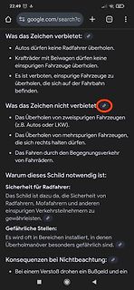 Screenshot einer Webseite über Verkehrsregeln