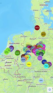 Karte von Nordwesteuropa mit farbigen Markierungen