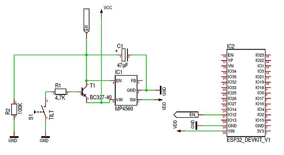 Schaltplan mit MP4560 und ESP32-DevKit