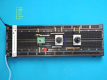 Aufbau auf einem Breadboard mit Potentiometern