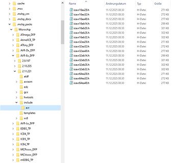 Dateimanager Verzeichnisstruktur mit AVR-Dateien