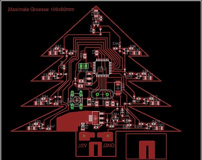 PCB-Layout einer Leiterplatte in Tannenbaumform