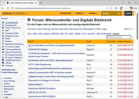 Screenshot eines deutschsprachigen Elektronik-Forums