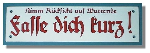 Schild mit deutschem Text