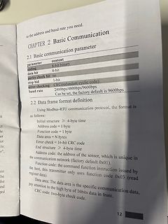 Seite aus einem Handbuch zur Modbus-RTU Kommunikation