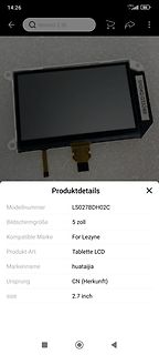 Screenshot eines Online-Shops mit LCD-Display-Produktinformationen