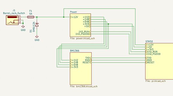 Schaltplan mit Stromversorgung, BM1366 und STM32