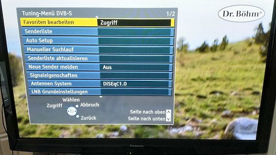 Menü eines Fernsehers