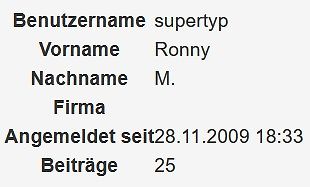 Benutzerprofil eines Forenmitglieds