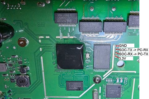 Leiterplatte mit Beschriftung für UART-Verbindung