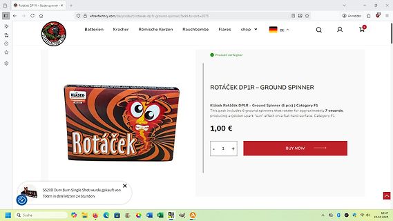 Webshop-Produktseite für Rotáček DP1R Ground Spinner