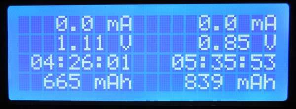 Abfotografiertes LCD-Display mit Messwerten