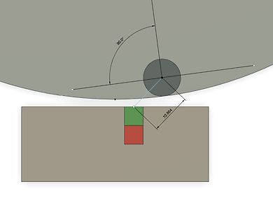 Geometrische Zeichnung mit Winkel und Maßangabe
