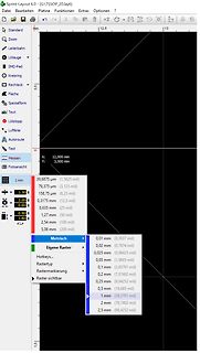 Screenshot der Software Sprint-Layout 6.0 mit Rastereinstellungen
