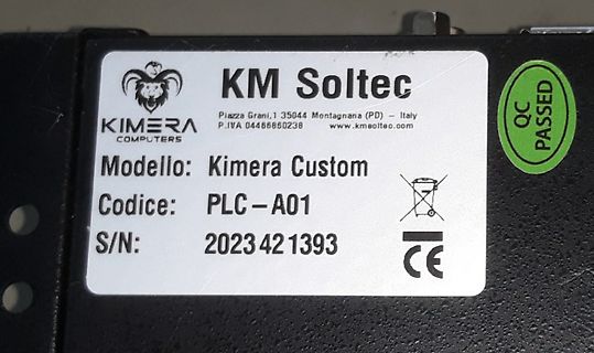 Typenschild eines KM Soltec Geräts