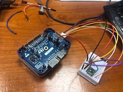 Mikrocontroller-Board mit Breadboard und Jumper-Kabeln