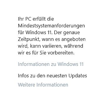 Windows 11 Systemanforderungen Meldung