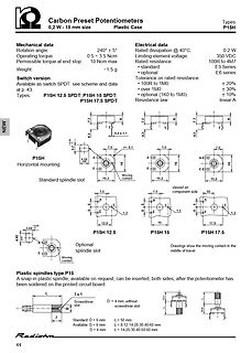 Datenblatt Carbon Preset Potentiometers