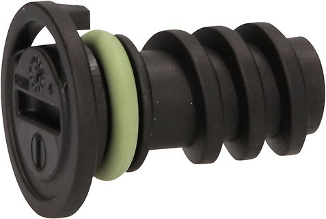 Schwarzer Kunststoffstecker mit grünem O-Ring