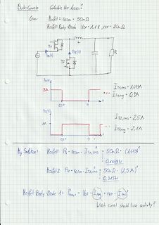 Handschriftliche Berechnung der Verluste in einem Buck-Converter