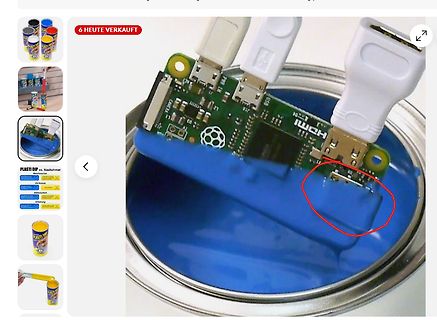 Mikrocontroller-Platine in blauer Vergussmasse