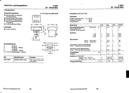 Datenblatt eines Satelliten- und Bandpassfilters