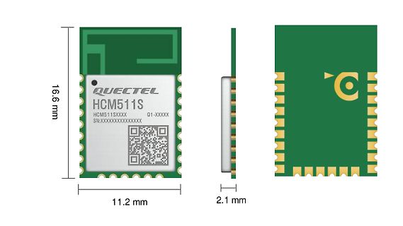 Abmessungen eines Quectel HCM511S Moduls