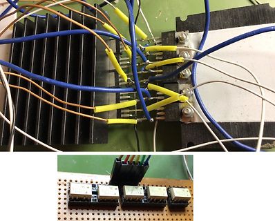 Elektronischer Aufbau mit Kühlkörper und Bauteilen auf Lochrasterplatine