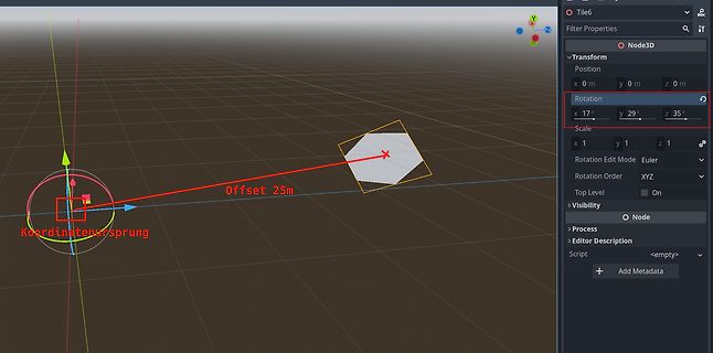 Screenshot einer 3D-Engine mit einem Hexagon