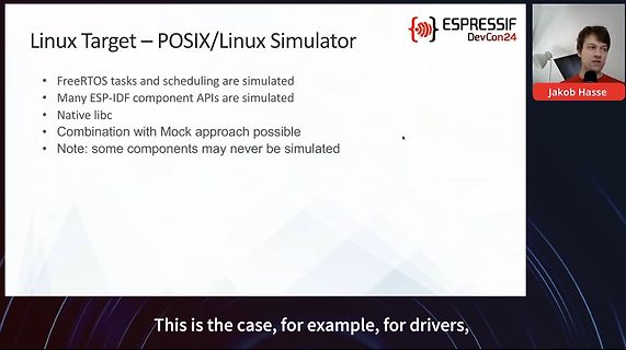 Präsentationsfolie über Linux Target POSIX/Linux Simulator