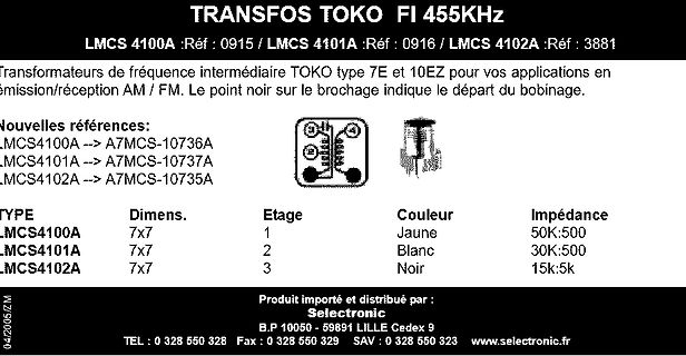 Datenblatt für TOKO IF-Transformatoren