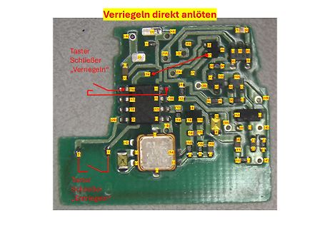 Foto einer Leiterplatte mit Beschriftungen