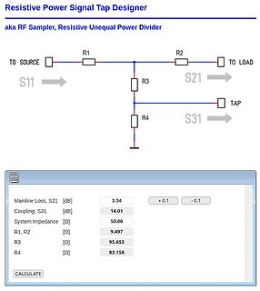 Schaltplan und Rechner für Resistive Power Signal Tap Designer
