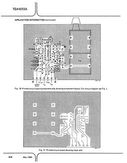 Leiterplatten-Layout und Leiterbahnen des TDA1072A