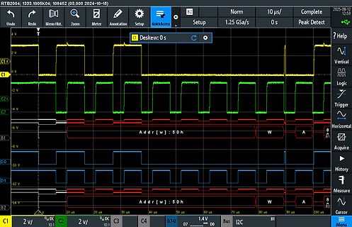 Oszilloskop Messung von I2C Signalen