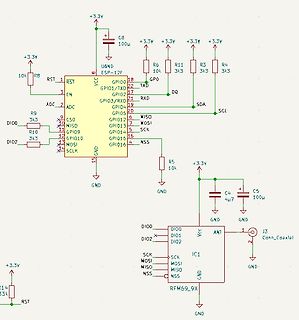 Schaltplan ESP-12F und RFM69_9X
