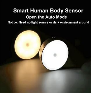 Zwei runde LED-Leuchten mit Bewegungssensor