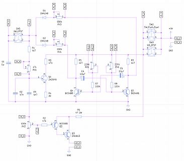 Elektronischer Schaltplan mit Transistoren und Dioden