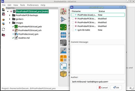 Git Commit Dialog in KiCad