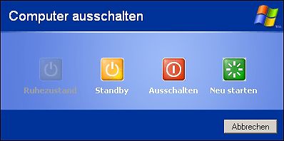 Windows-Dialogfeld zum Ausschalten des Computers