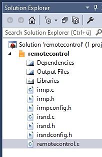 Visual Studio Solution Explorer mit C-Dateien