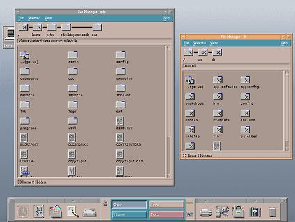 Desktop-Ansicht eines alten Dateimanagers