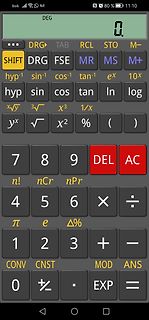 Screenshot einer wissenschaftlichen Taschenrechner-App