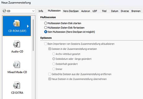 Screenshot einer Software zur CD-Zusammenstellung