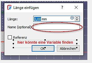 Dialogfenster Längen-Einfügen in einer Software